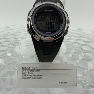 Marathon‎ Digital Watch 24hr Stopwatch Alarm WR50M Indiglo Night Light Blk Strap